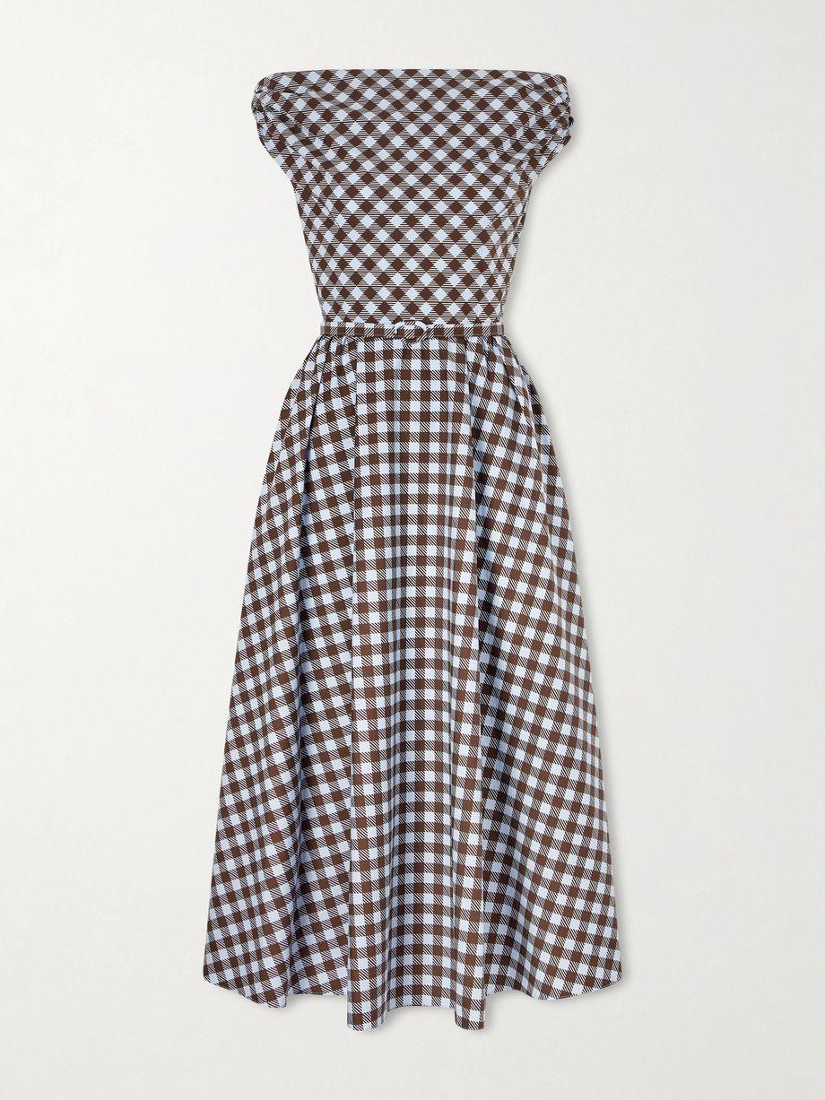 Off-the-shoulder gingham cotton-blend poplin midi dress by OSCAR DE LA RENTA