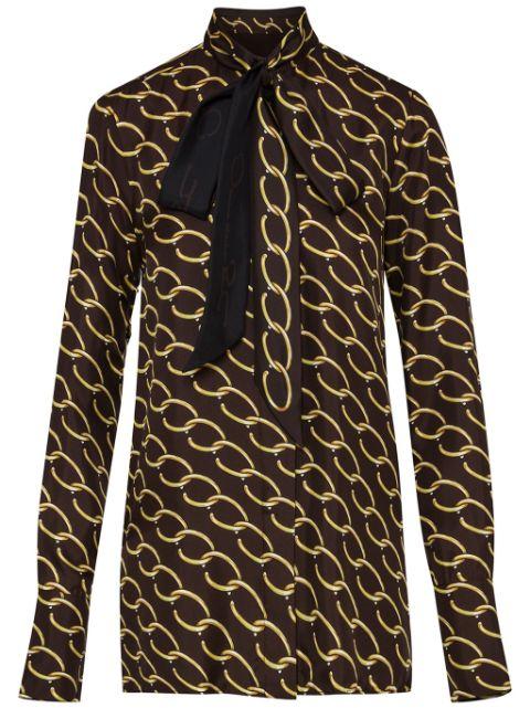 Oscar chain-link silk twill blouse by OSCAR DE LA RENTA
