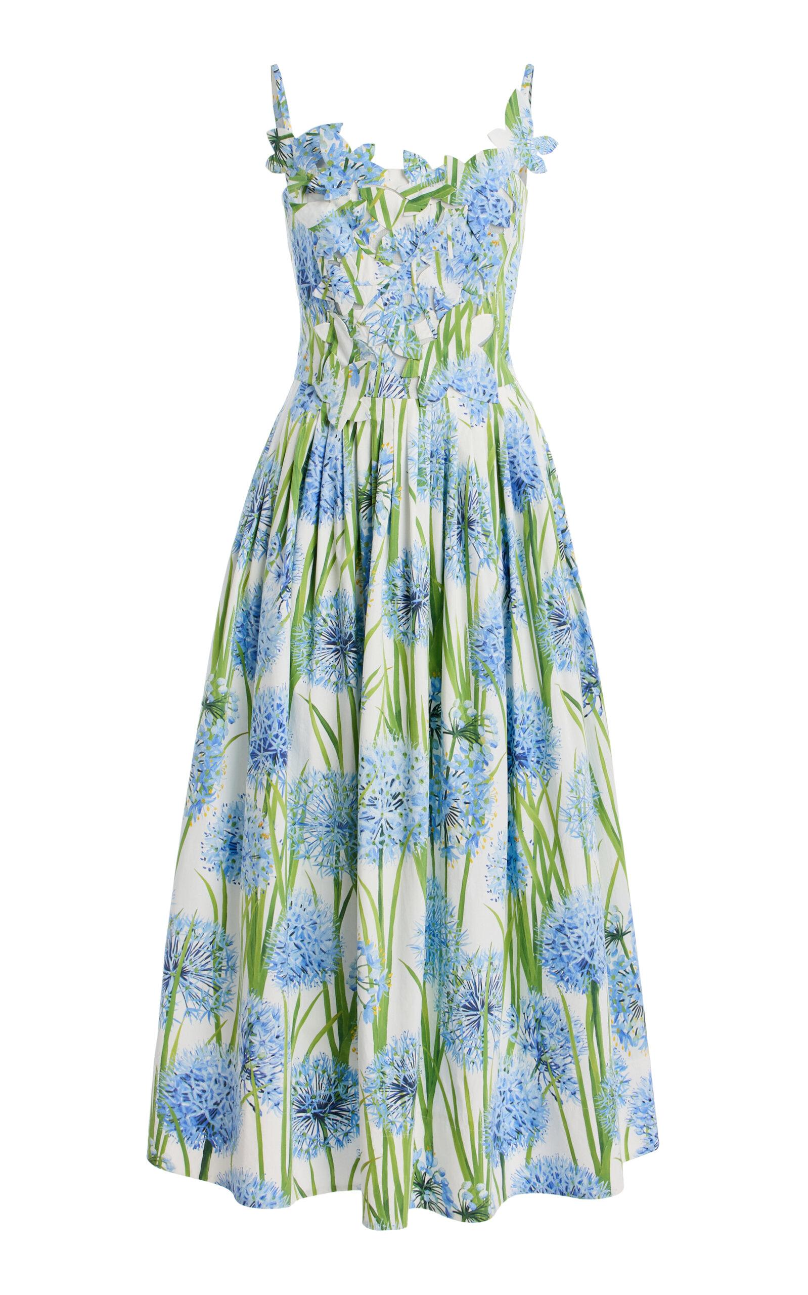 Oscar de la Renta Appliqued Allium-Printed Cotton-Poplin Midi Dress - Moda Operandi by OSCAR DE LA RENTA