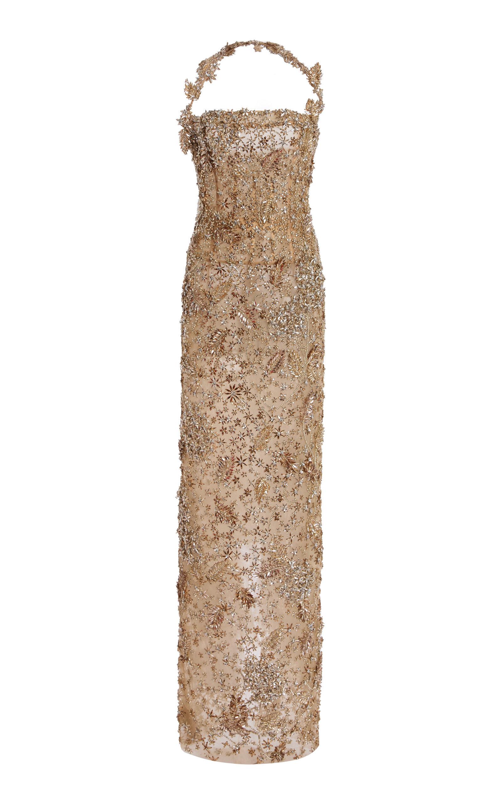 Oscar de la Renta Crystal-Embroidered Maxi Dress - Moda Operandi by OSCAR DE LA RENTA