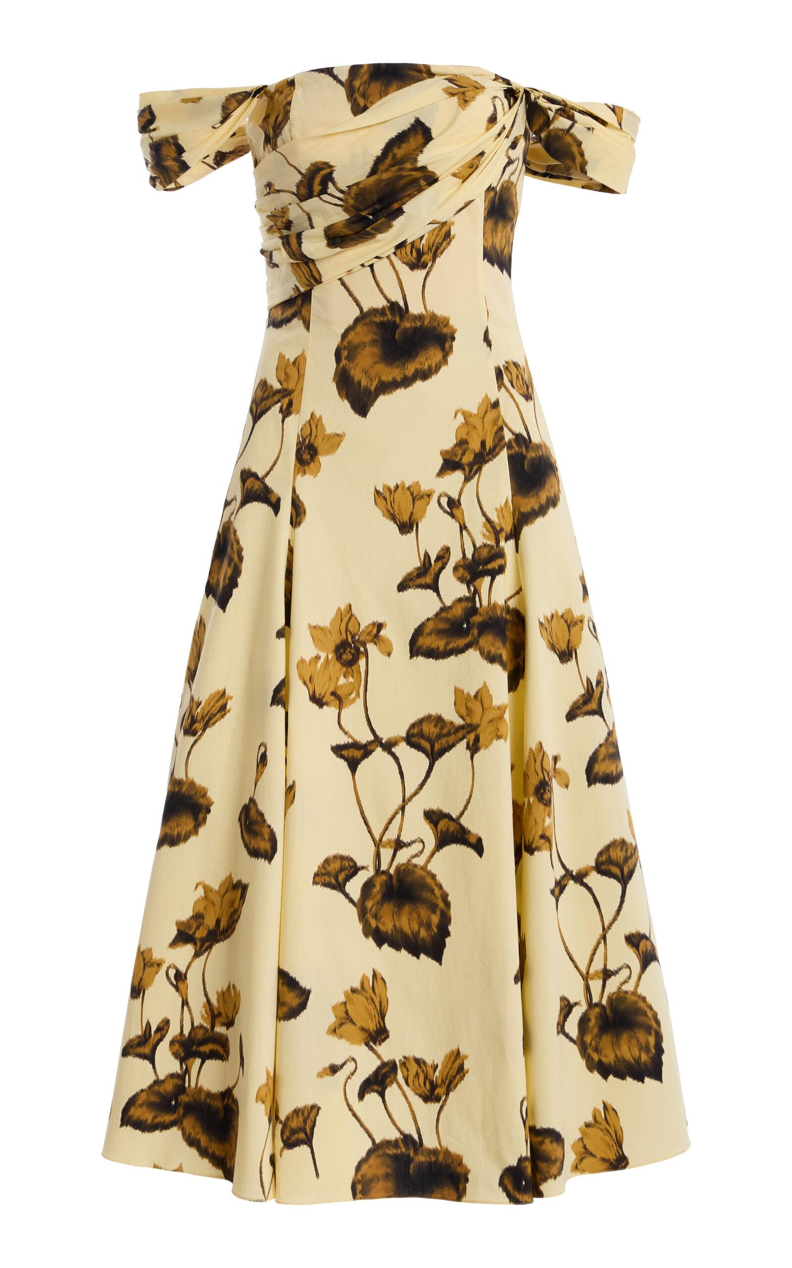 Oscar de la Renta Cyclamen Off-The-Shoulder Stretch-Cotton Midi Dress - Moda Operandi by OSCAR DE LA RENTA