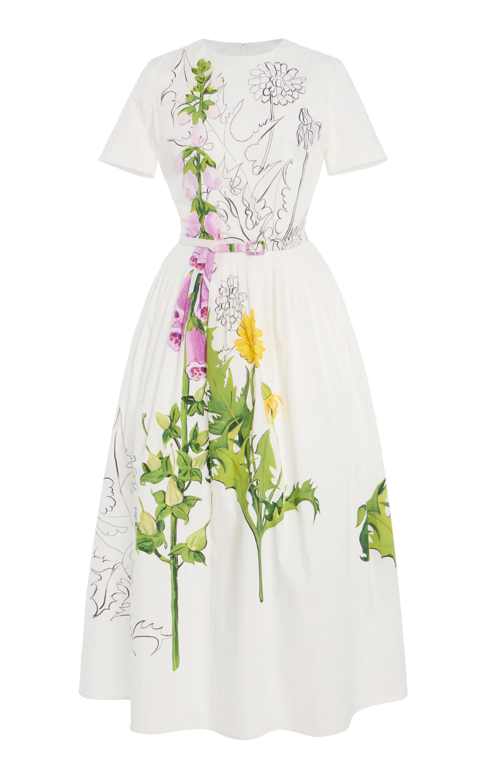 Oscar de la Renta Dandelion-Printed Cotton-Poplin Midi Dress - Moda Operandi by OSCAR DE LA RENTA