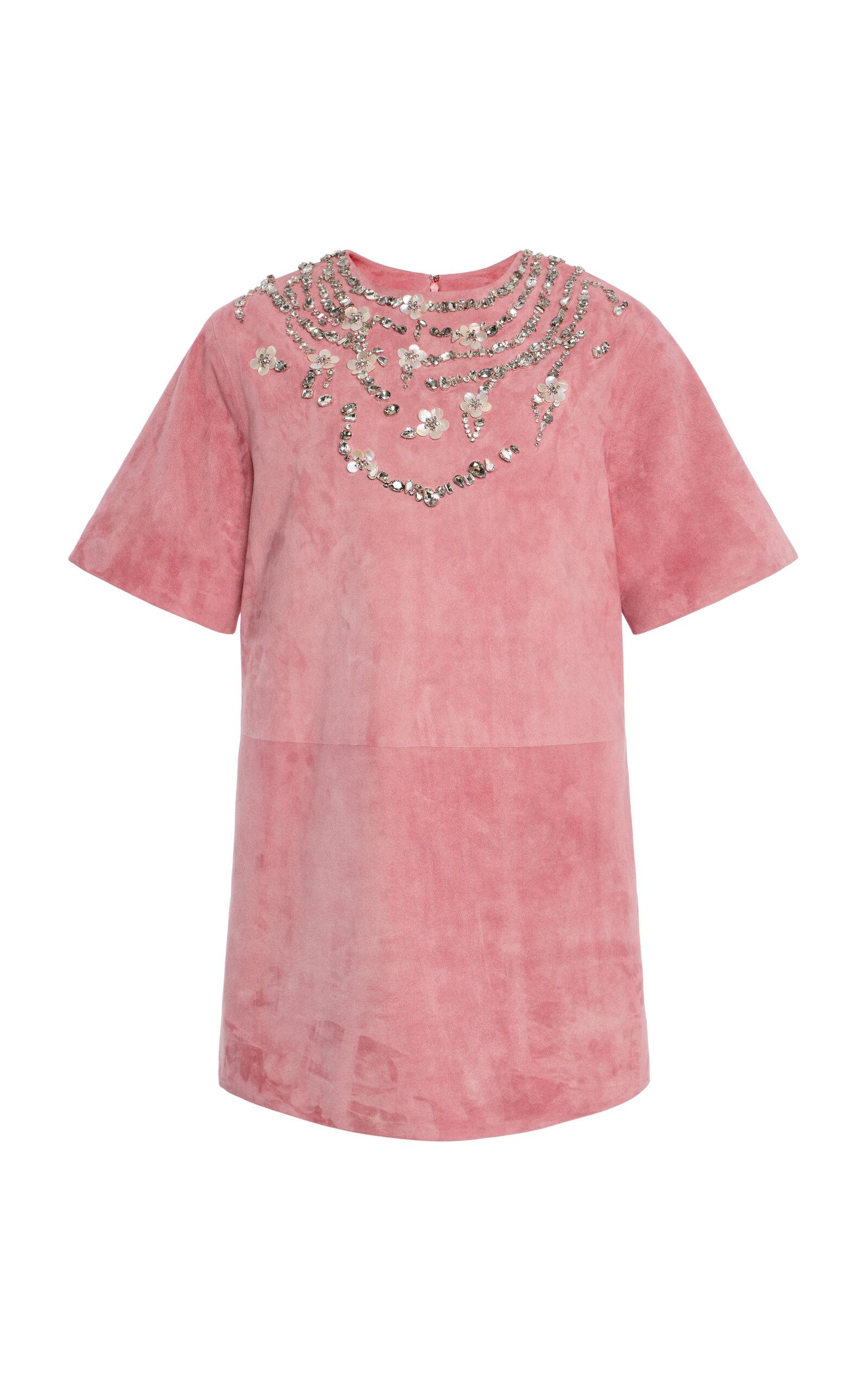 Oscar de la Renta Embellished Suede Mini Dress - Moda Operandi by OSCAR DE LA RENTA