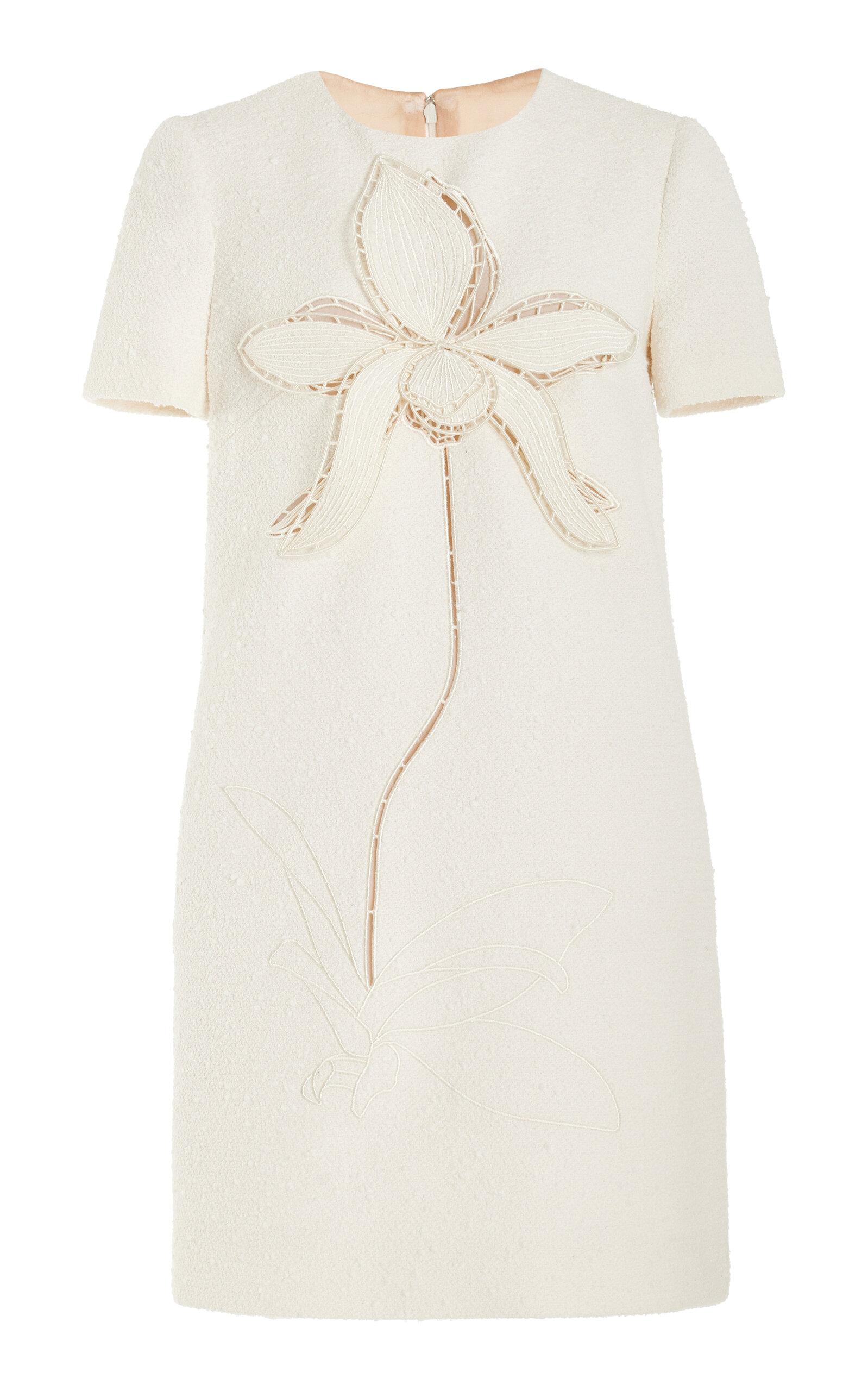 Oscar de la Renta - Embroidered Cotton-Wool Tweed Mini Dress - Ivory - - Moda Operandi by OSCAR DE LA RENTA