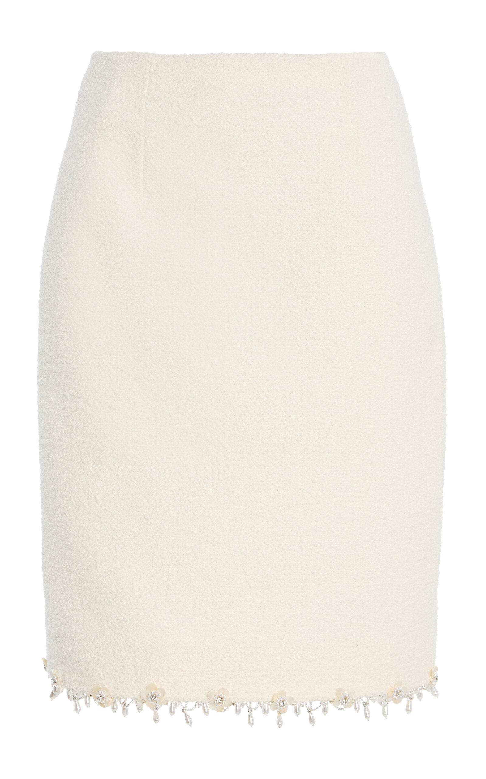 Oscar de la Renta Embroidered Wool-Tweed Knee-Length Skirt - Moda Operandi by OSCAR DE LA RENTA