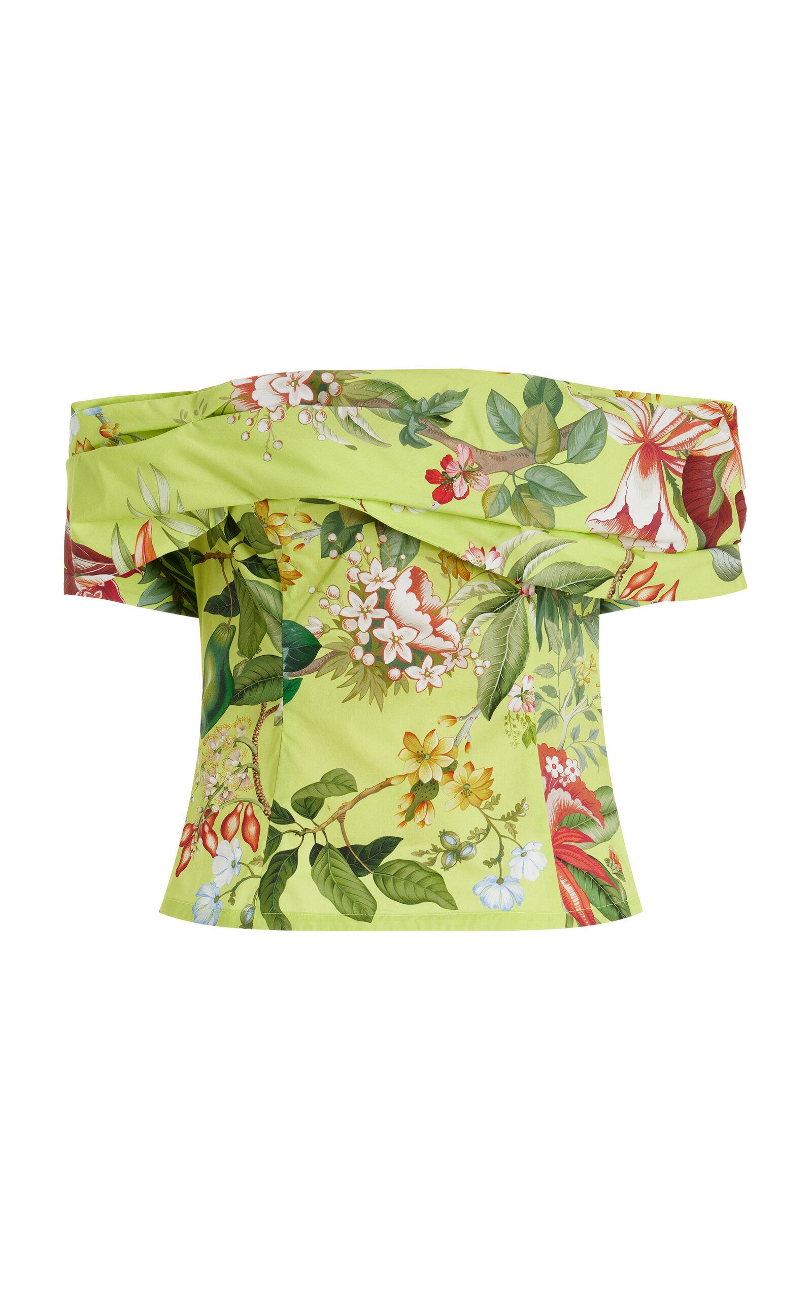 Oscar de la Renta Exclusive Painted Poppies Cotton Poplin Off-The-Shoulder Top - Moda Operandi by OSCAR DE LA RENTA