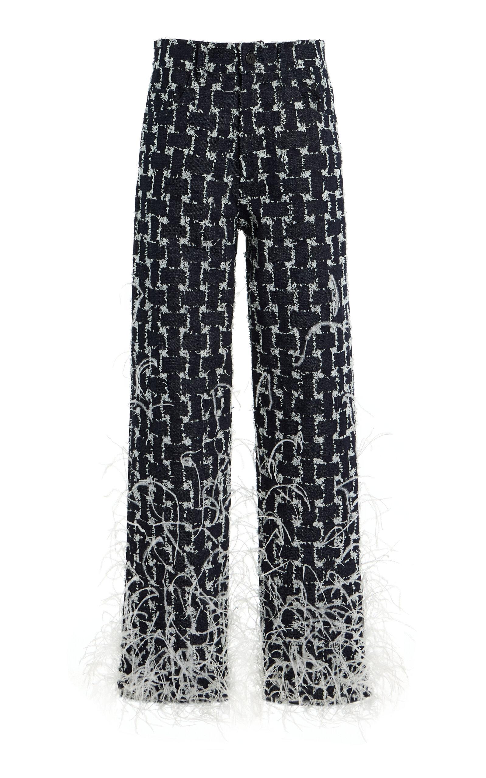 Oscar de la Renta Feathered Jacquard Denim Straight-Leg Pants - Moda Operandi by OSCAR DE LA RENTA