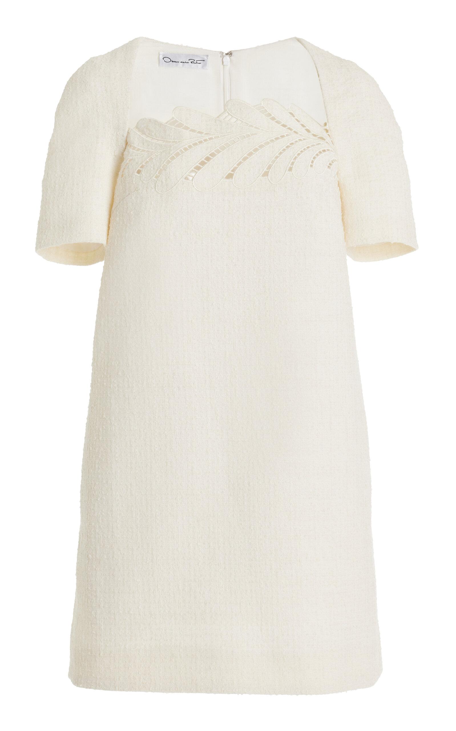 Oscar de la Renta - Fern-Embroidered Wool-Tweed Mini Shift Dress - Ivory - - Moda Operandi by OSCAR DE LA RENTA Oscar de la Renta - Fern-Embroidered Wool-Tweed Mini Shift Dress - Ivory - - Moda Operandi by OSCAR DE LA RENTA