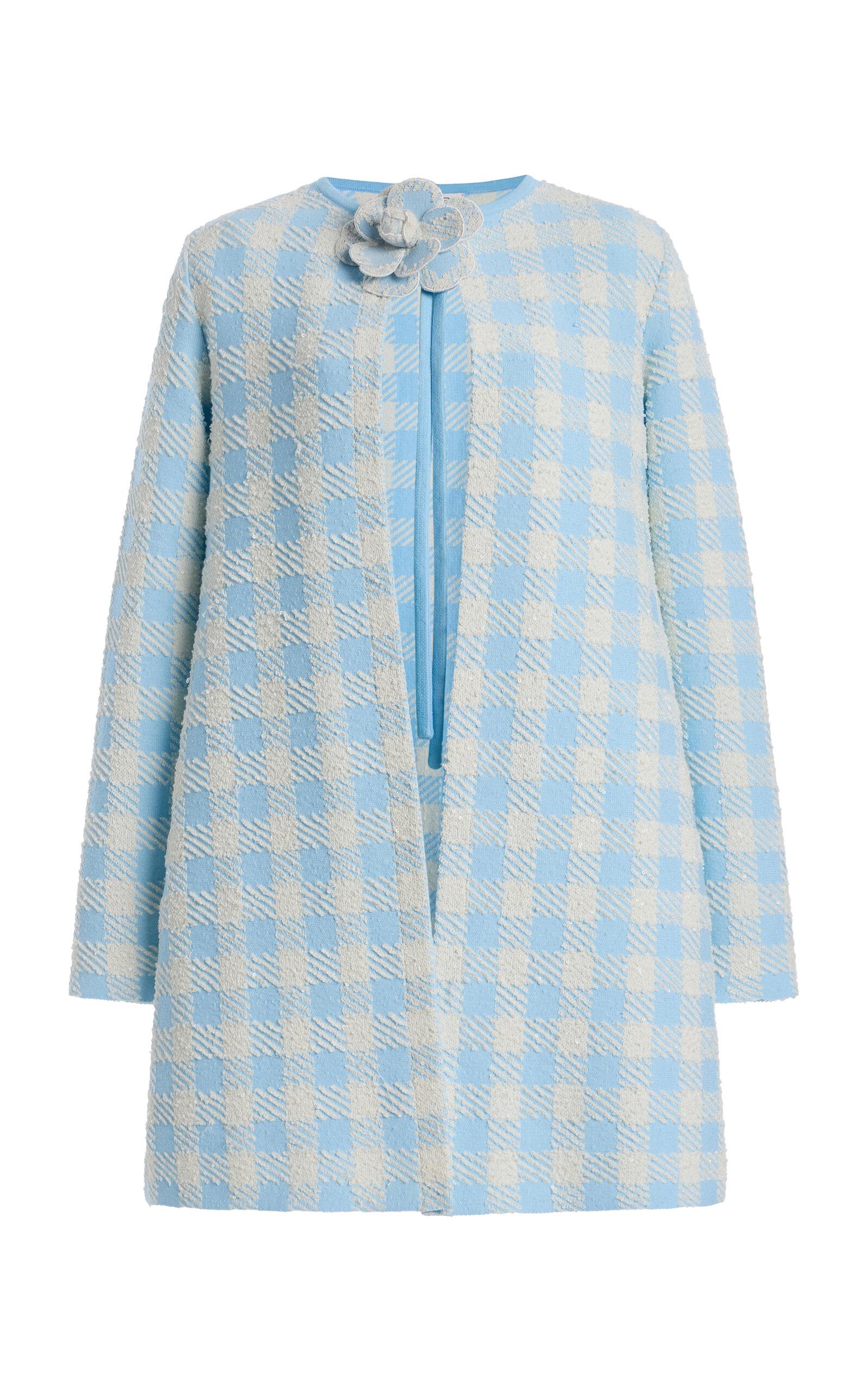 Oscar de la Renta Flower-Detailed Gingham Coat -oda Operandi by OSCAR DE LA RENTA