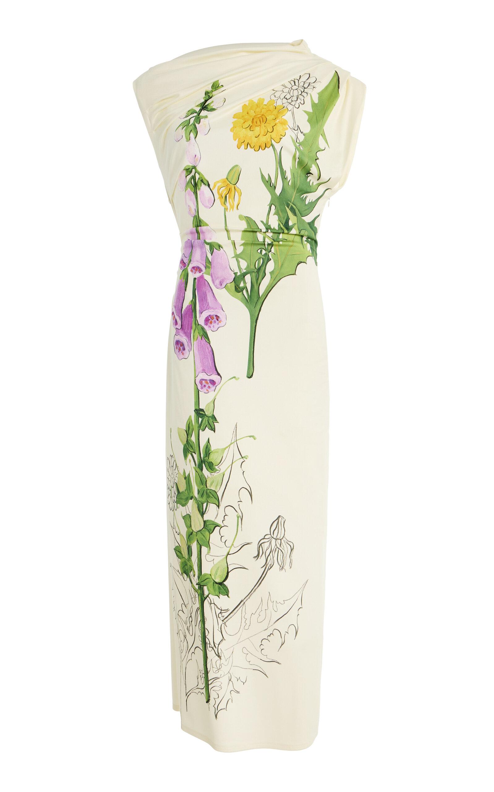 Oscar de la Renta Foxglove-Printed Jersey Midi Dress - Moda Operandi by OSCAR DE LA RENTA