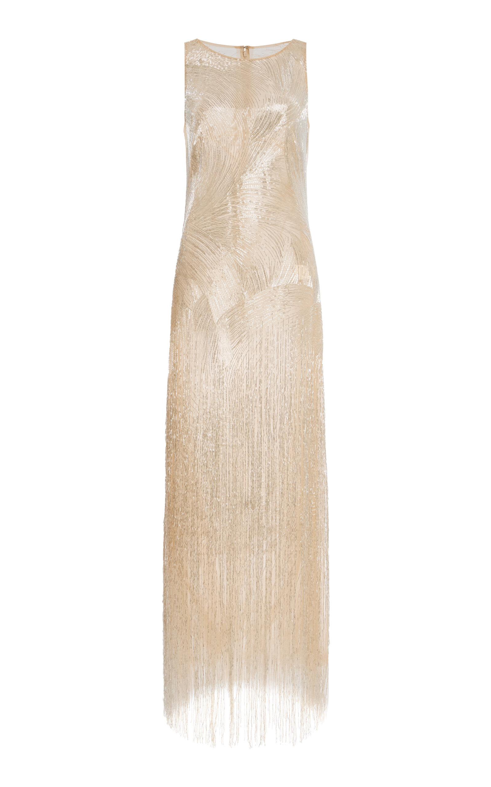 Oscar de la Renta Metallic-Fringed Gown - Moda Operandi by OSCAR DE LA RENTA