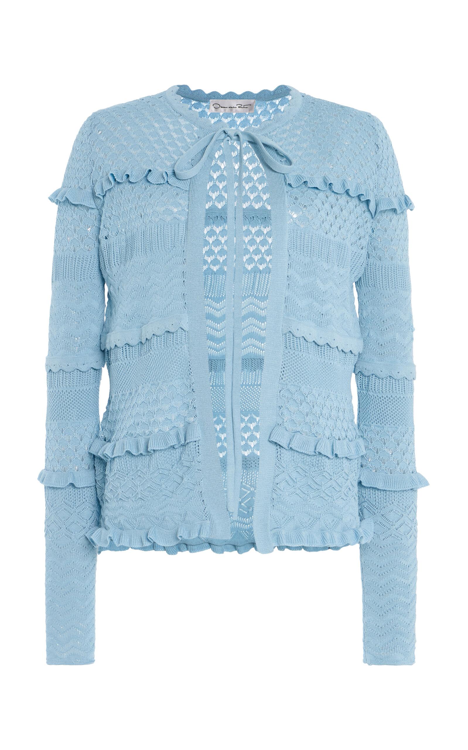 Oscar de la Renta Mixed-Stitchilk-Cotton Cardigan - Moda Operandi by OSCAR DE LA RENTA
