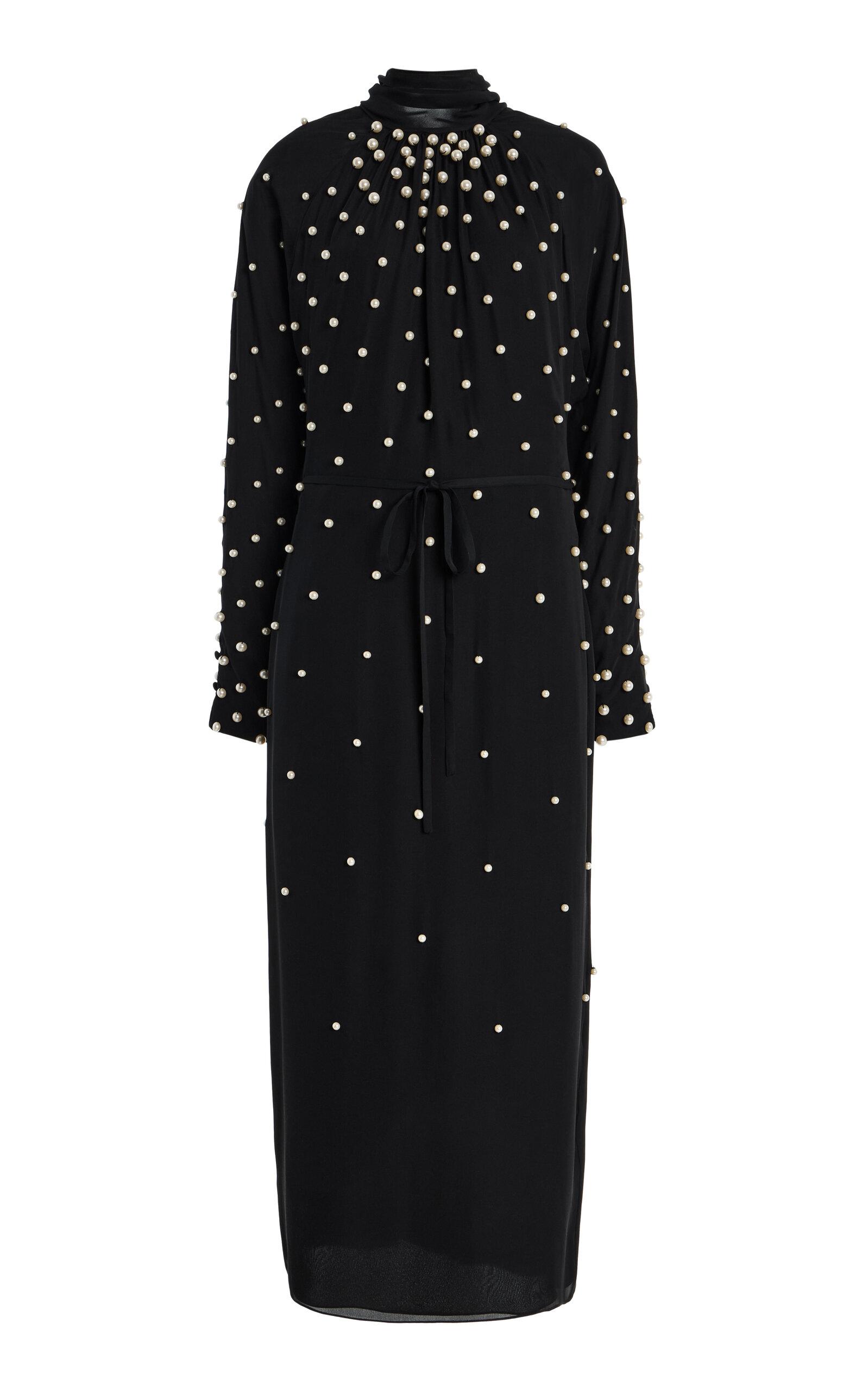 Oscar de la Renta Pearl-Embellished Silk-Georgette Midi Dress - Moda Operandi by OSCAR DE LA RENTA