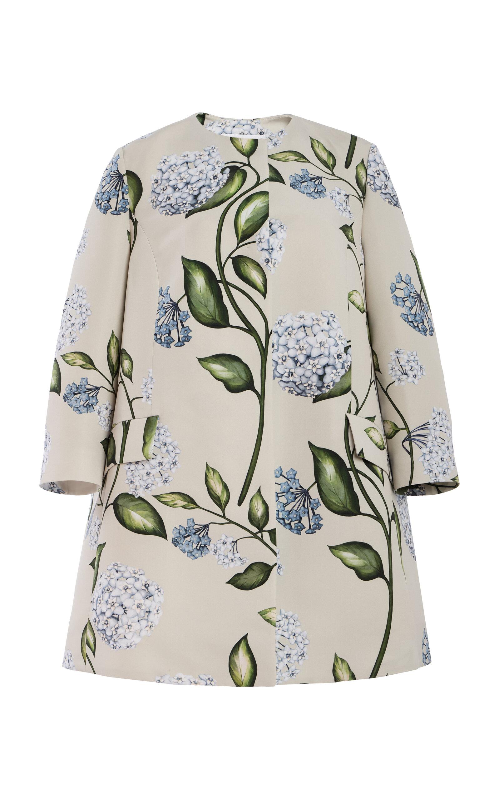 Oscar de la Renta Porcelain Flowers Short Faille Coat - Moda Operandi by OSCAR DE LA RENTA