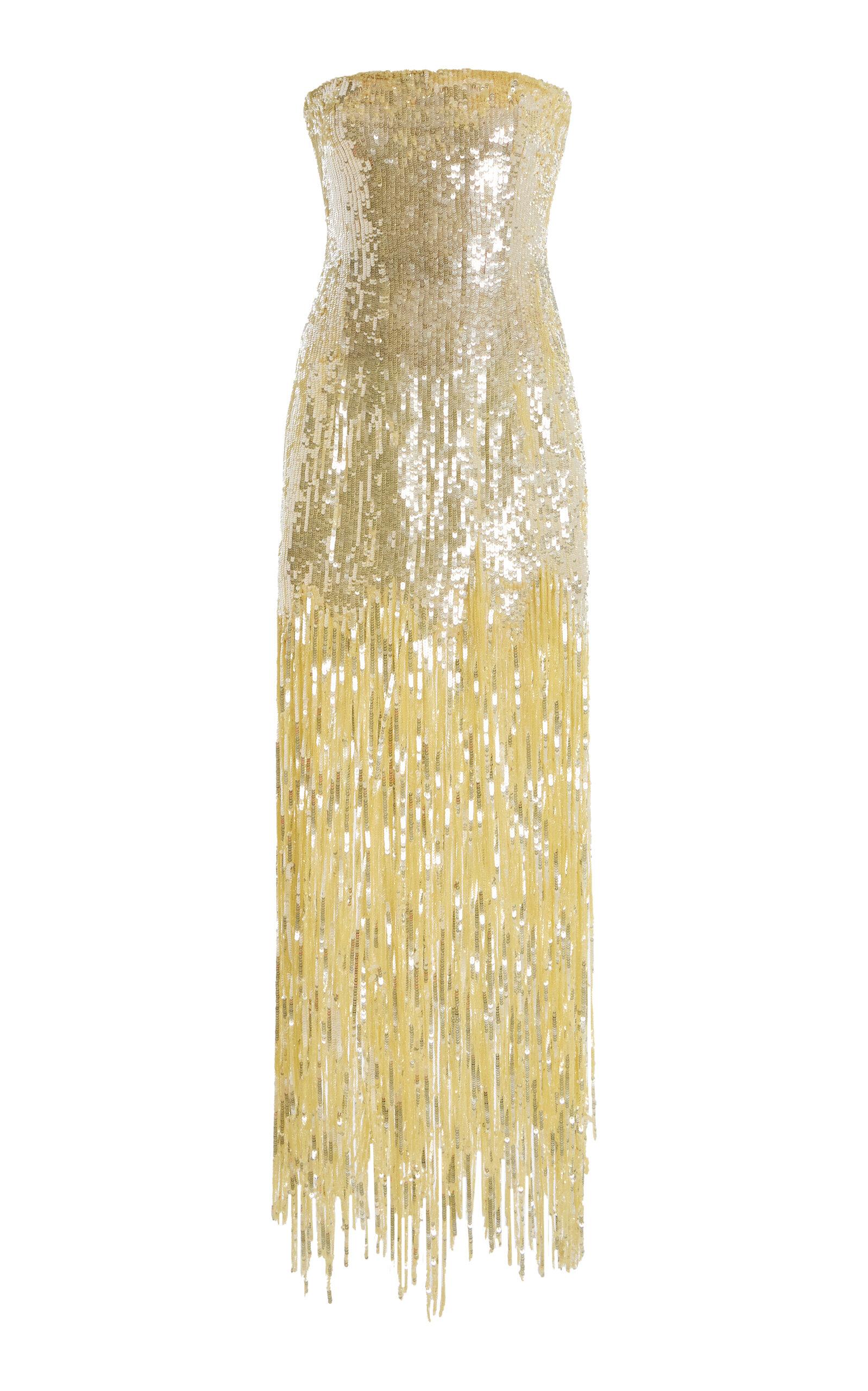 Oscar de la Renta Sequined Fringed Gown - Moda Operandi by OSCAR DE LA RENTA