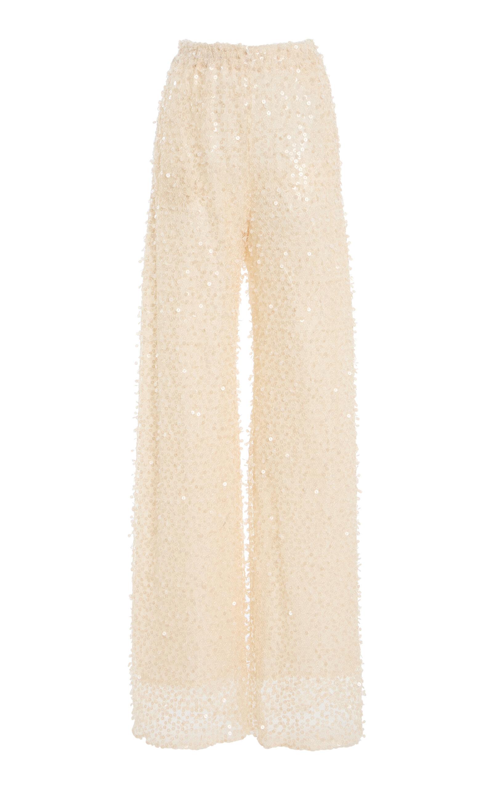 Oscar de la Renta Sequined Wool-Cashmere Wide-Leg Pants - Moda Operandi by OSCAR DE LA RENTA