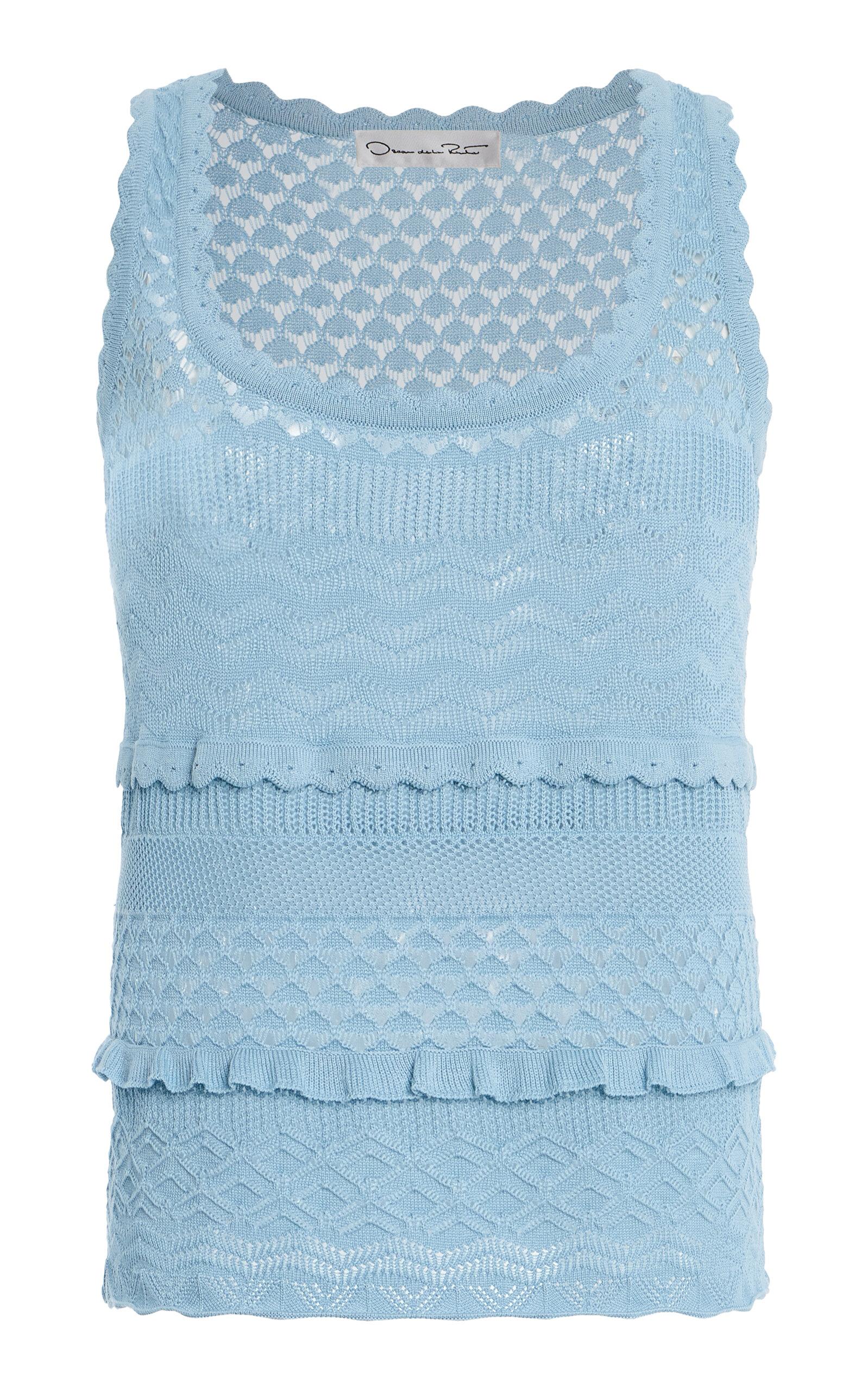 Oscar de la Rentaixed-Stitch Silk-Cotton Tank Top -oda Operandi by OSCAR DE LA RENTA