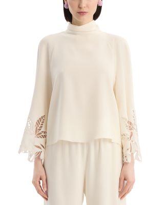 Palm Tree Cutout Georgette Blouse by OSCAR DE LA RENTA
