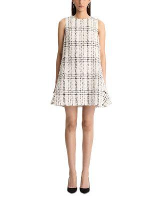 Plaid Eyelash Tweed Shift Dress by OSCAR DE LA RENTA