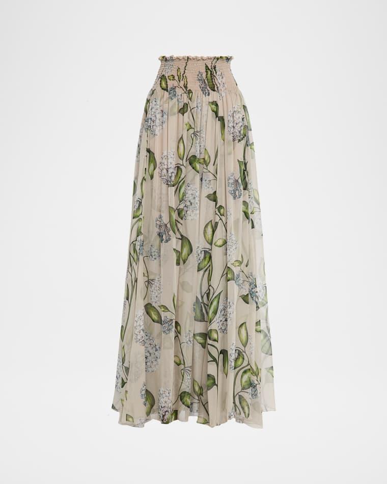 Porcelain Flower Chiffon Maxi Skirt by OSCAR DE LA RENTA