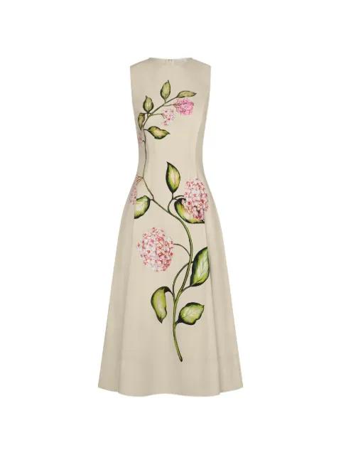 Porcelain flower sleeveless maxi dress by OSCAR DE LA RENTA