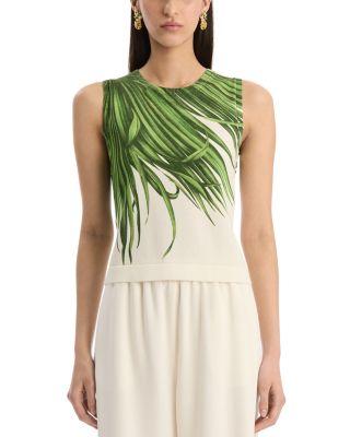 Printed Palm Tree Knit Tank by OSCAR DE LA RENTA