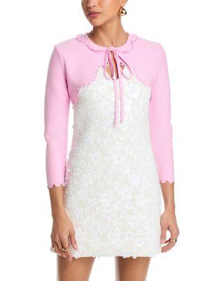 Scallop Edge Bolero Cardigan Sweater by OSCAR DE LA RENTA