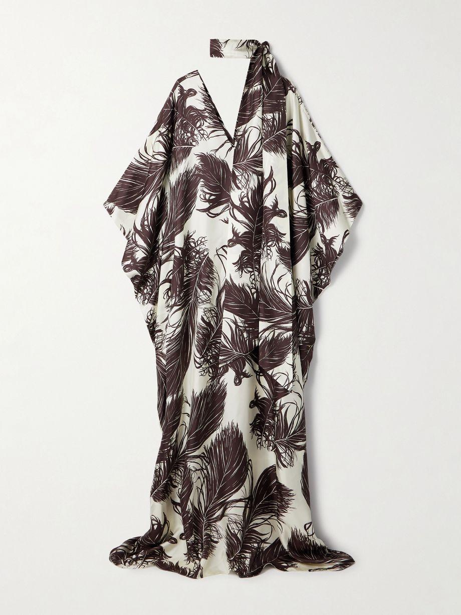 Scarf-detailed printed silk-twill gown by OSCAR DE LA RENTA