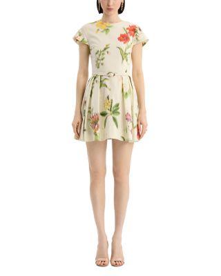 Short Sleeve Chine Floral Poplin Day Dress by OSCAR DE LA RENTA