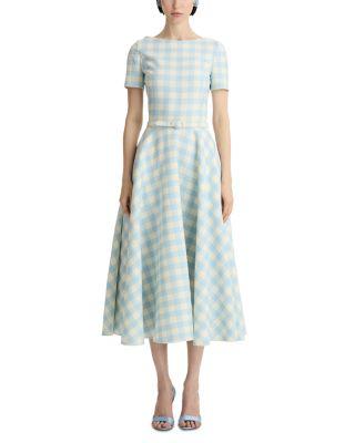 Short Sleeve Gingham Dress by OSCAR DE LA RENTA