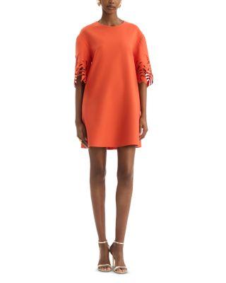 Short Sleeve Palm Tree Cutout Dress by OSCAR DE LA RENTA