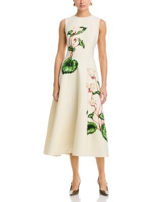 Sleeveless Chine Cyclamen Day Dress by OSCAR DE LA RENTA