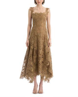 Sleeveless Dominican Republic Toile Guipure Dress by OSCAR DE LA RENTA