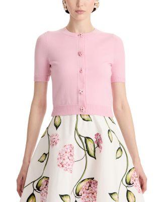 Wool Short Sleeve Cardigan by OSCAR DE LA RENTA