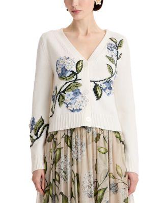 Wool V Neck Cardigan by OSCAR DE LA RENTA