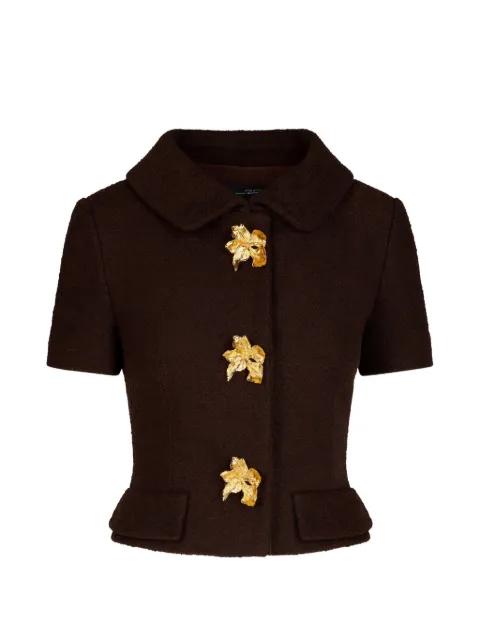 buttoned short-sleeve tweed jacket by OSCAR DE LA RENTA