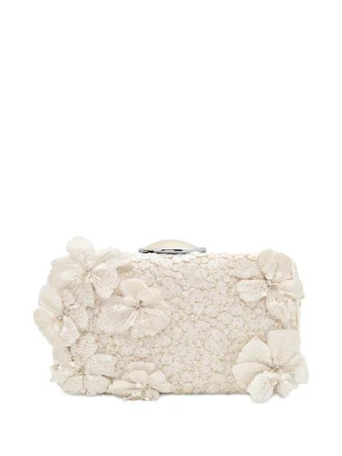 cherry blossom-embroidered  clutch bag by OSCAR DE LA RENTA