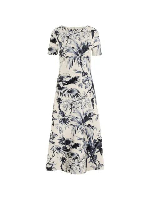 chiné palm leaves knit dress by OSCAR DE LA RENTA