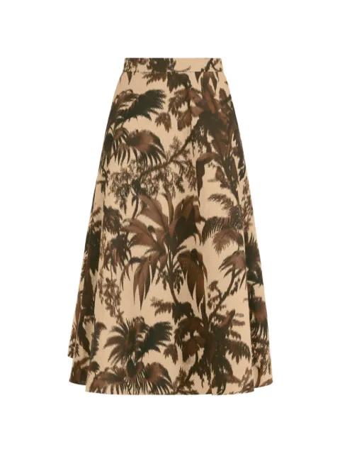 chiné palm leaves skirt by OSCAR DE LA RENTA