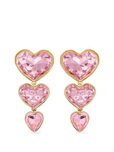 crystal heart drop clip-on earrings by OSCAR DE LA RENTA
