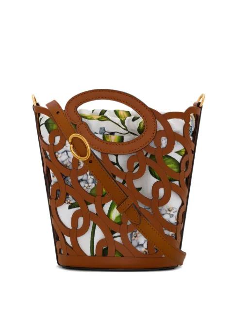 cutout leather bucket bag by OSCAR DE LA RENTA