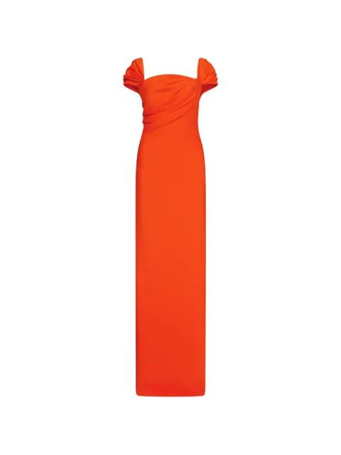 draped detailed cady gown by OSCAR DE LA RENTA