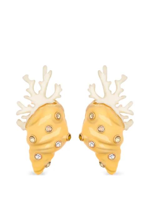 embellished coral earrings by OSCAR DE LA RENTA