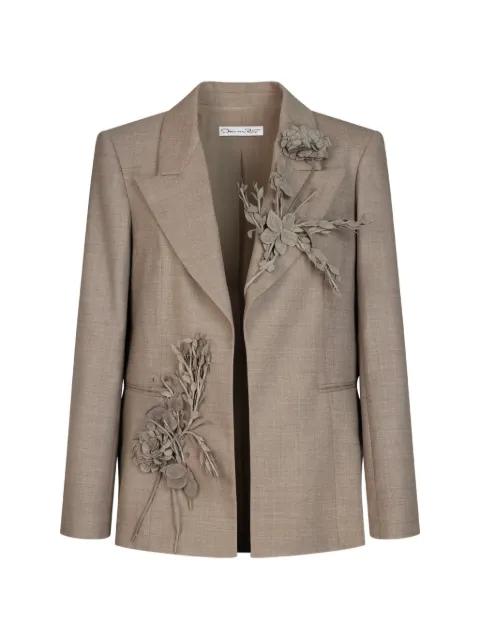 floral-appliqué blazer by OSCAR DE LA RENTA