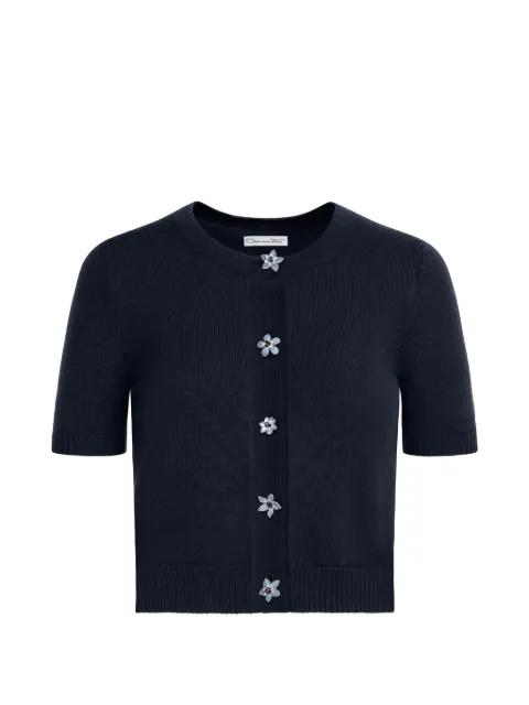 floral-buttons cropped cardigan by OSCAR DE LA RENTA