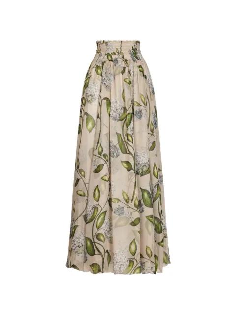 floral chiffon maxi A-line skirt by OSCAR DE LA RENTA
