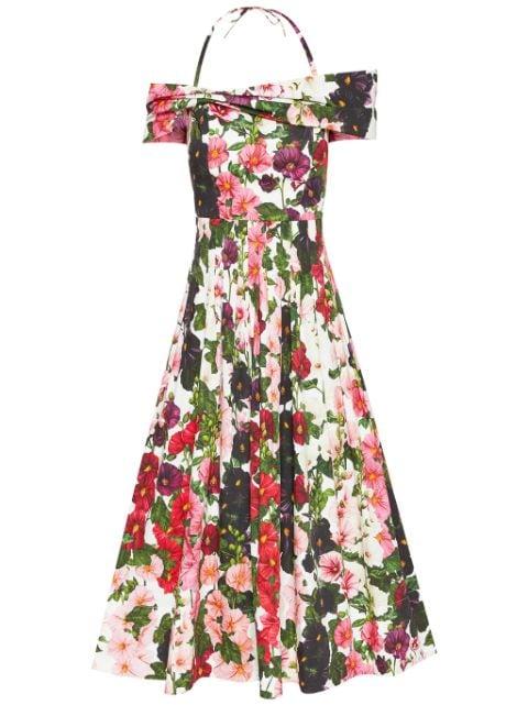 floral-print cotton-blend dress by OSCAR DE LA RENTA