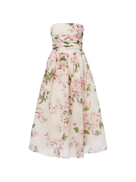 floral strapless maxi  dress by OSCAR DE LA RENTA