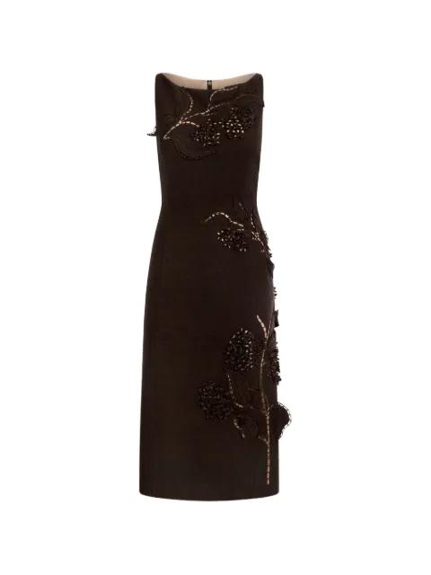 flower-detail cutout-detail midi dress by OSCAR DE LA RENTA