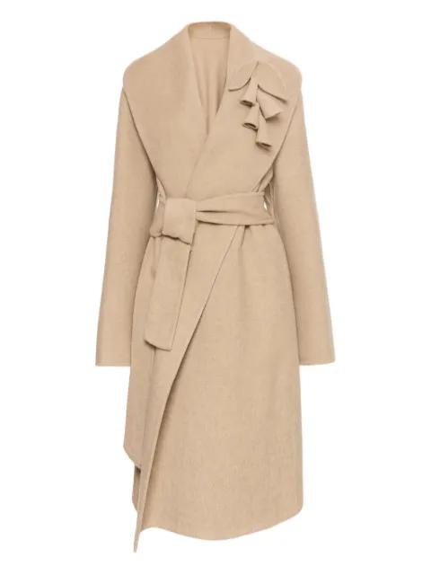 foxglove embroidered belted coat by OSCAR DE LA RENTA